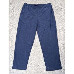 Clara Sun Woo Size M Navy Blue Pants Pull On Straight Leg Polyester Blend USA